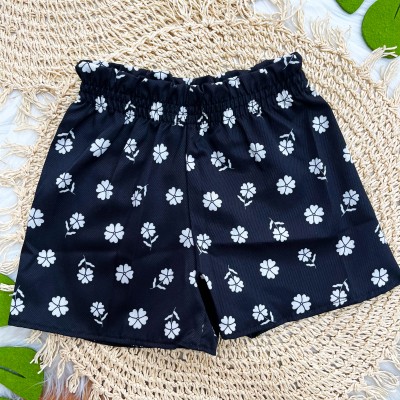 Conj Regatinha Off e Short Preto Floral